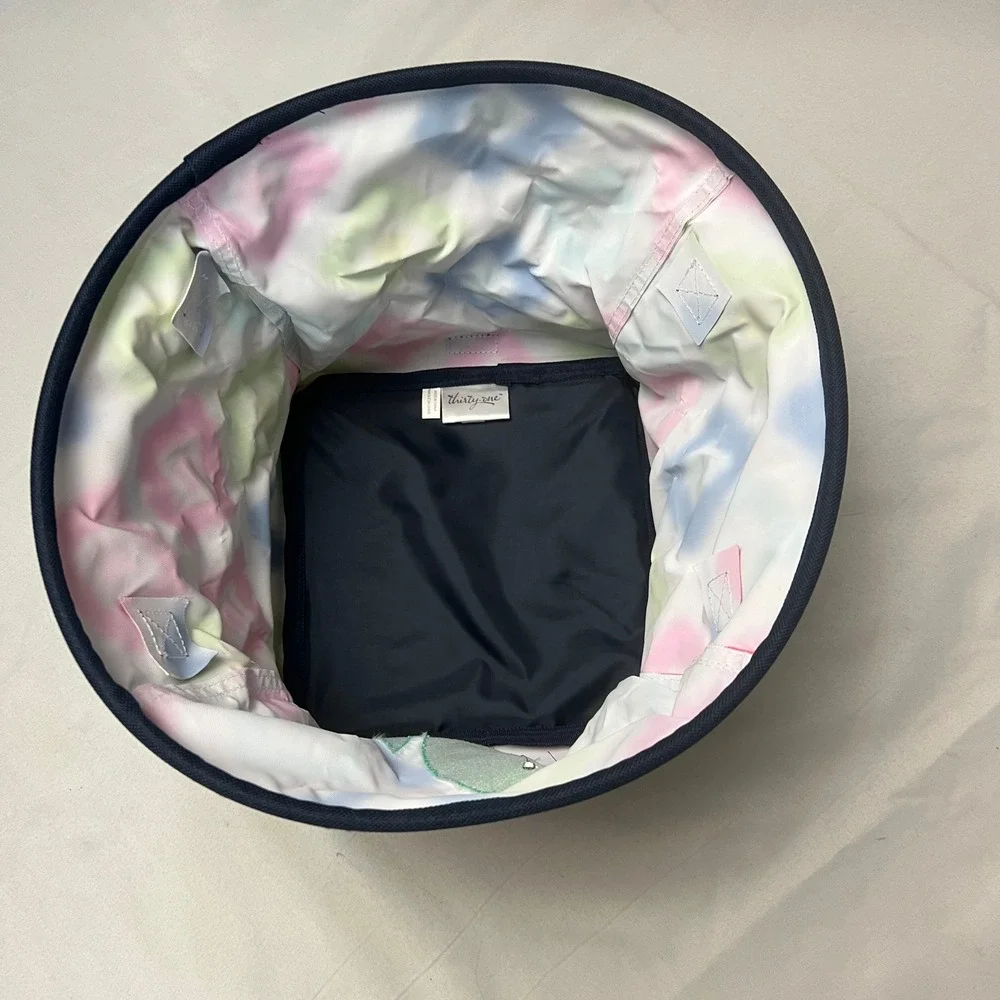 Thirty-One Mini Gifts Bin Storage Organizer Candy Corners‎ Turquoise Bird Print